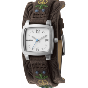 Horlogeband Fossil JR1105 Onderliggend Leder Bruin 12mm